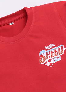Carrydreams Camiseta de algodón puro con estampado para niños, camiseta roja informal de manga corta, cómoda para el día a día, diseño elegante de carreras para niños - Product Image 3