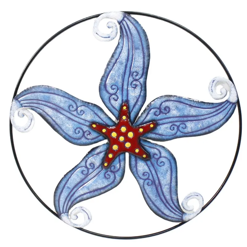 Factory Directly Sale Multicolor Metal Vintage Retro Wall Art Starfish Decor Shell For Home Living Room Bedroom Garden Outdoor
