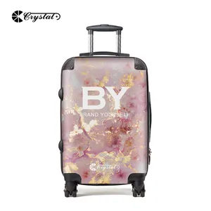 Abs printed hard shell vip spinner luggage customized design happy halloween print trolley luggage travel bags spinner pc luggage cn zhe fashionable black crystal pc pc abs pc travel luggage