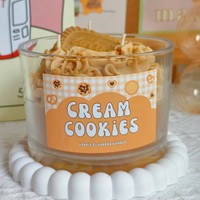 Op maat gemaakte grote dessertgeurende kaars met meerdere lonten in glazen pot, 8 geuren, cadeau, huisdecoratie, gemengde bestelling, private label, OEM, ODM