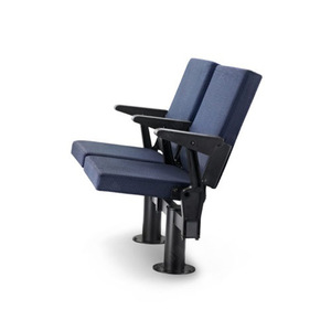 Manwa Expo Fabric <b>Padded</b> Retractable Stadium Seats Black With Handrails For School Auditorium Lecture Hall - Product Image 3
