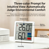 Monitor Digital de Humedad y Temperatura, con Indicador Ambiental de Tres Colores, Termómetro Higrómetro con Soporte para Pared