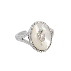 Anillo de Plata de Ley S925 con Forma de Tulipán y Madreperla, Joyería para Uso Diario de Mujer - Product Image 4