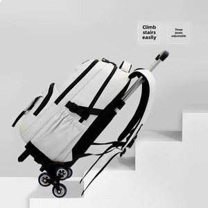 Sac d'école détachable de grande capacité Junior High Boys Natural Fish Design Pull Rod Monter les escaliers Caractéristique Kidsren Primary Backpack - Product Image 3