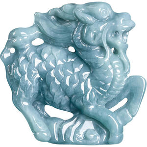 Pendentif Kylin en jadéite naturelle bleu eau, style chinois, design original, cadeau avec certificat d'évaluation DW101 - Product Image 5