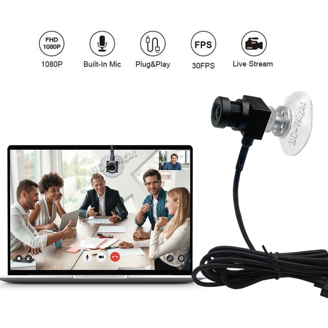 15x15mm1080P FHD Middle-Screen Mounted Webcam Built-in Mic USB Micro Flipped Sucker Webcam for Zoom/Teams