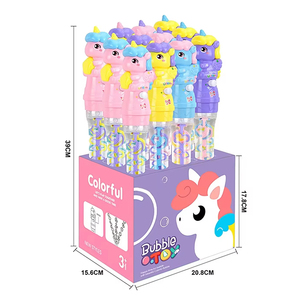 Juego de varitas de burbujas de unicornio con 42 agujeros, varita de burbujas de 3 puntas, juguete para hacer burbujas de jabón al aire libre con solución de repuesto para niños - Product Image 5