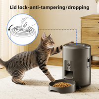 Distributeur automatique de nourriture pour chat et chien en acier inoxydable 2L, avec minuterie, noir, WiFi, alimentation par chargeur, caméra automatique, écran LCD
