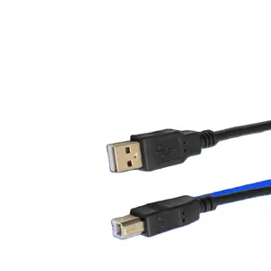 Câble USB-A à USB-B 2.0 pour imprimante ou disque dur externe, connecteurs plaqués or, 16 pieds, noir