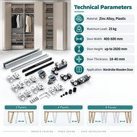 Système de quincaillerie pour porte pliante multi-panneaux pour l'installation de portes en bois de placards et armoires