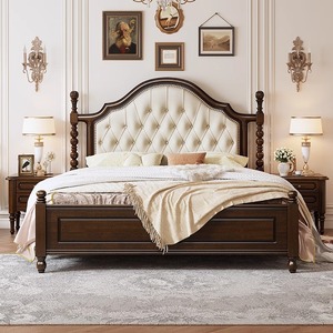 <span class=keywords><strong>Cama</strong></span> litera tapizada de estilo rústico americano vintage de caoba tamaño queen con almacenamiento, diseño <span class=keywords><strong>minimalista</strong></span> para dormitorio principal y uso doméstico - Product Image 1