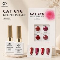 Hema Free 4-Farben Rubinrotes Katzenauge Gel-Nagellack-Set Hochwertig mit Eigenem Logo Reflektierender TPO-Freier UV-Gel Magnetischer Top-Gel-Nagellack