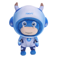 Peluche Mascotte Vache Bleue Personnalisée avec Broderie Logo NeoAI, Personnage de Dessin Animé Technologique, Cadeau Promotionnel d'Entreprise