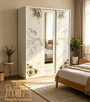Armoire coulissante en acier à 3 portes avec tiroir inférieur, armoire de chambre durable, armoire de rangement pour vêtements pour hôtel et appartement, vente en gros