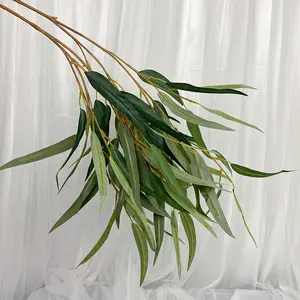 Foglie di salice artificiale pianta stelo singolo per la decorazione floreale del verde di nozze
