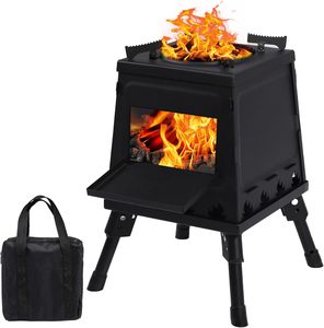 Portable Wood Burning <b>Stove</b> Carbon Steel Outdoor Camping <b>Stove</b> & BBQ Grill Modern Backyard Fire Pit for Picnic - Product Image 1