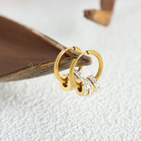 Groothandel 18K verguld 316L roestvrijstalen anti-aanslag multi zirkoon cirkel oorhangers met hangende huggie voor dames
