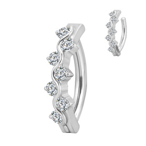 GZN Anneaux de <span class=keywords><strong>nombril</strong></span> incurvés en titane ASTM F-136 sertis de zircone cubique, bijoux de <span class=keywords><strong>piercing</strong></span> en gros - Product Image 3