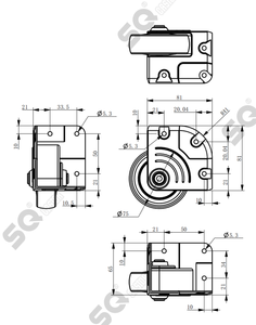 Mittelgraues Gummi rad Flight case Hardware schwarzer Nachlauf Hochleistungs-Eck rolle mit versenkter Kante - Product Image 6
