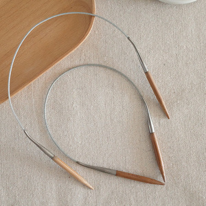 Aiguille à tricoter circulaire en bambou carbonisé de 40 cm <span class=keywords><strong>pour</strong></span> chaussettes et <span class=keywords><strong>manches</strong></span>, avec fil d'acier - Product Image 1