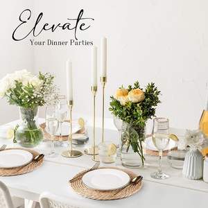 เสื่อรองจานแบบสานทรงกลมแผ่นรองจานผักตบชวาแผ่นรองหวาย2นิ้วแผ่นรองจานอบความร้อนสำหรับบ้านไร่ Boho - Product Image 2