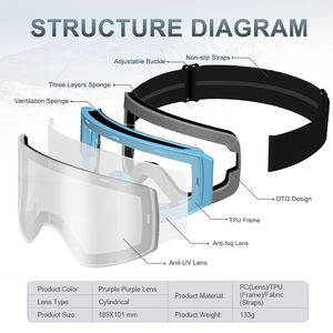 סקי <span class=keywords><strong>goggles</strong></span> הגנה על סנובורד משקפיים עדשות מקוטבות מסגרת מראה חומר pc oem שלג ספורט משקפי שמש לוגו מותאם אישית - Product Image 2