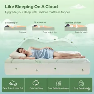 Geluidloze, ademende bamboe quilted matrasbeschermer, extra dik matrasdekbed, zacht en koel, met diepe zakken - Product Image 3