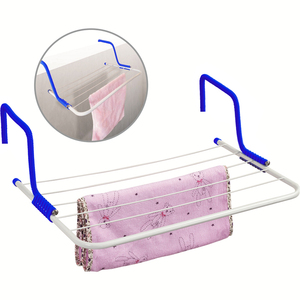 Stendibiancheria Pieghevole Multifunzionale 3M in Ferro per Balcone, <span class=keywords><strong>Bagno</strong></span>, Davanzale, Supporto per Asciugatura Asciugamani - Product Image 2
