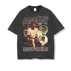 Camisetas personalizadas de algodón con estampado digital DTG, camisa de gran tamaño con hombros caídos, preencogimiento, lavado ácido, <span class=keywords><strong>cantante</strong></span> de hip hop - Product Image 3