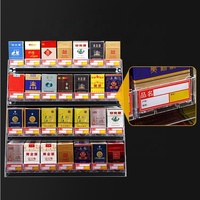 Étagère d'affichage de cigarettes en acrylique transparent multicouche avec séparateur à pousser, sur mesure en usine