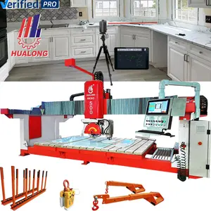 Hualong 5Cheap Price 5 Axis Automatic Horizontal Tile Vertical Auto Cnc Bridge Saw Stone Type Table Cutting Machine With Camera