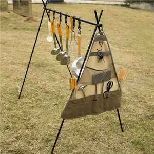 Yeni tasarım büyük boy üçgen şekli kamp piknik barbekü seyahat pişirme taşınabilir gereçler organizatör sofra asılan saklama çantası
