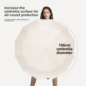 Parapluie semi-automatique à 12 baleines, grand format, haut de gamme, version coréenne, pour étudiantes, double usage, protection UV, soleil et pluie - Product Image 3