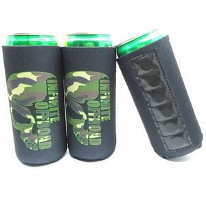 Printed Waterproof Slim Stubbie Holder 12 oz Solid Color Neoprene Can Magnet Stubby Cooler Beer Coozies with 6pcs Magnets - Product Image 2
