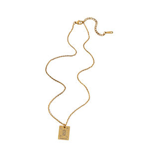 Diseño sentido <span class=keywords><strong>Tarot</strong></span> tarjeta collar esotérico símbolo colgante Acero inoxidable clavícula collar dorado cuadrado joyería para damas - Product Image 4