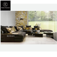 Italien Versaces maison nouveau canapé ensemble meubles Villa salon moderne luxe en cuir à grande échelle en forme de U coin sectionnel canapé