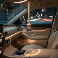 Diffuseur de parfum de luxe en verre suspendu pour voiture avec bouchon en bois de hêtre, diffuseur de parfum liquide pour rétroviseur - Sans