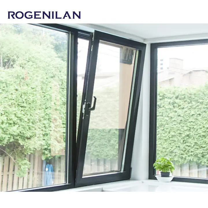 Rogenilan desain baru miring terjemahan terbalik aluminium glasir ganda dan putar jendela melayang