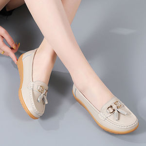 Giày Lười Mũi Nhọn Thời Trang Chất Lượng Cao Bán Sỉ Giày Ba Lê Giày Đế Bằng Da Đanh Nữ Màu Trơn - Product Image 4