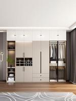 Sistema de Guarda-Roupa Minimalista Personalizado com Estrutura de Alumínio, Porta de Vidro e Prateleira Aberta para Casa Moderna