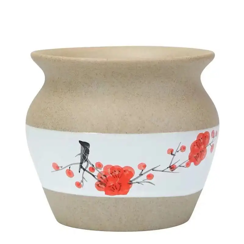 Pot bunga keramik Vegetarian pot sukulen dilukis tangan dengan tembikar polos tembus udara pot bunga antik grosir