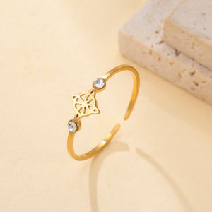 Bague ajustable Myshape Minimalism Witches Knot Zircon, géométrie sacrée, alliance en acier inoxydable, cadeau de Noël - Product Image 5