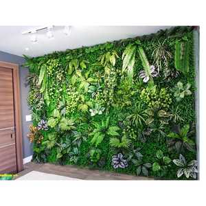 नया डिजाइन जंगल पवन हरे पौधे की दीवार खड़ी दीवार खड़ी कृत्रिम हरे पौधे घास की दीवार लटका कृत्रिम हरे पौधे घास की दीवार - Product Image 1