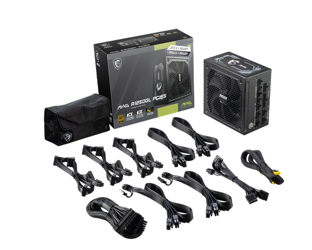 Wholesale MSI Computer Power Supply M-A-G A1250GL PCIE5 Full Modular 80 PLUS Gold