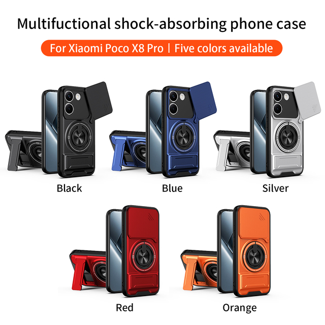 Lichicase Factory Wholesale Armor Magnetic Bracket Push Window Phone Cases for Xiaomi Poco F8 Pro F8 Ultra Mobile Cover