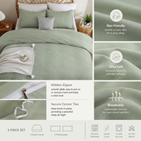 Housse de couette en microfibre unie, personnalisable OEM ODM, nouvelle arrivée, ensemble 3 pièces avec deux taies d'oreiller assorties, literie respirante pour la maison