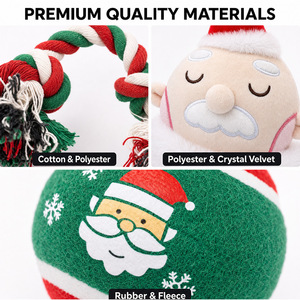PAIPET Set de Regalo de Juguetes Navideños para Perros, Peluche de <span class=keywords><strong>Santa</strong></span> con Juguete de Cuerda y Pelota, Juguetes para Mascotas en Blíster, Venta al por Mayor para las Fiestas - Product Image 4