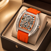 Montre mécanique sportive carrée pour homme en alliage, réserve de marche, bracelet en silicone, lumineuse, étanche, multifonctionnelle, modèle 8601G