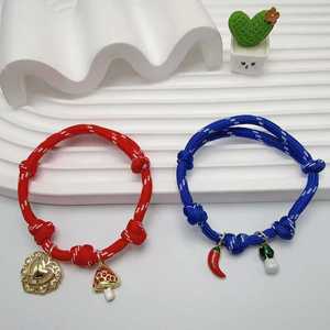 Pulseras Trenzadas Coloridas con Dijes de Esmalte de Peces, <span class=keywords><strong>Cactus</strong></span>, Lazos y Corazones para Uso Diario Femenino - Product Image 3