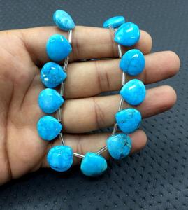 Haute Qualité 19 Pièces Lisse En Forme De Coeur Briolette Perles Belle Bleu Ciel Turquoise Gemme Brin Véritable Qualité - Product Image 2